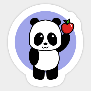 Cute Giant Panda with Apple Sticker